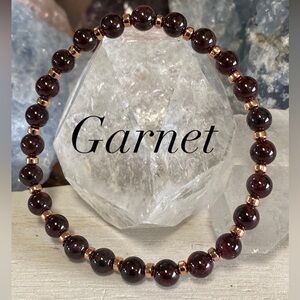 6 mm Red Garnet Gemstone Bracelet